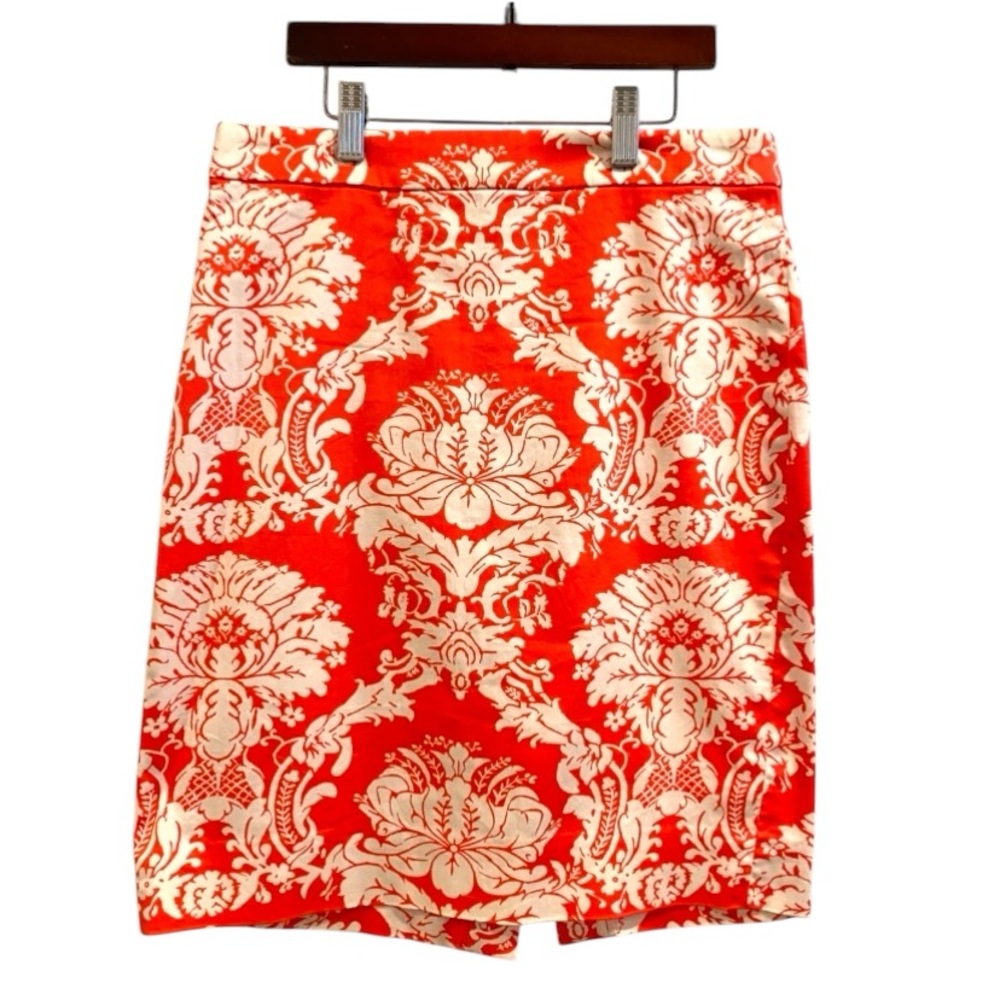J Crew Pencil Skirt Neon Orange & Off White Pencil Skirt - Like New - 4
